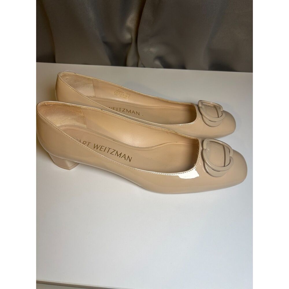 Stuart Weitzman Nude Patent Leather Low Heel Pumps EU 40 Made in Sp